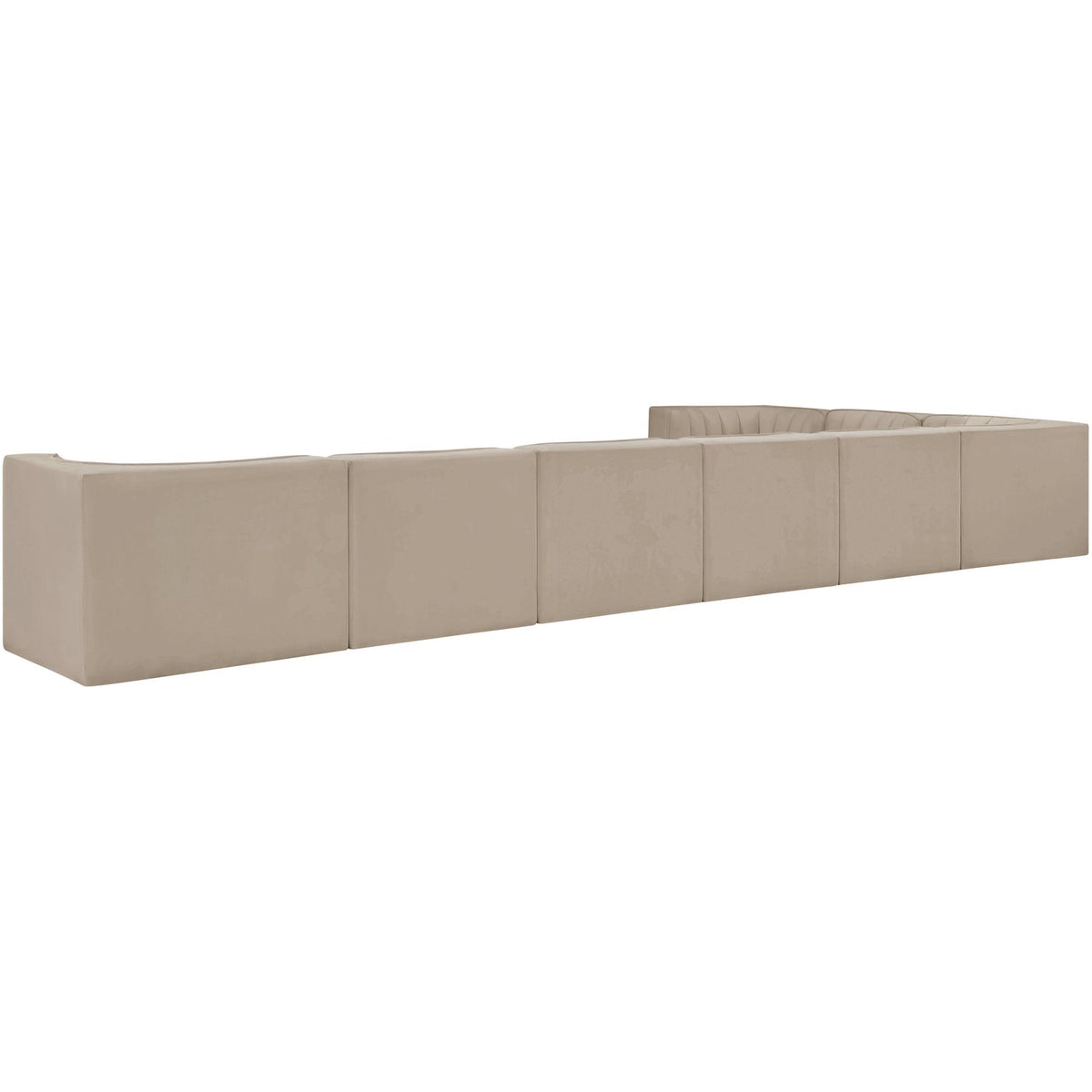 Rummi Beige Velvet Performance Fabric Upholstered 8 Piece Modular Sectional Sofa