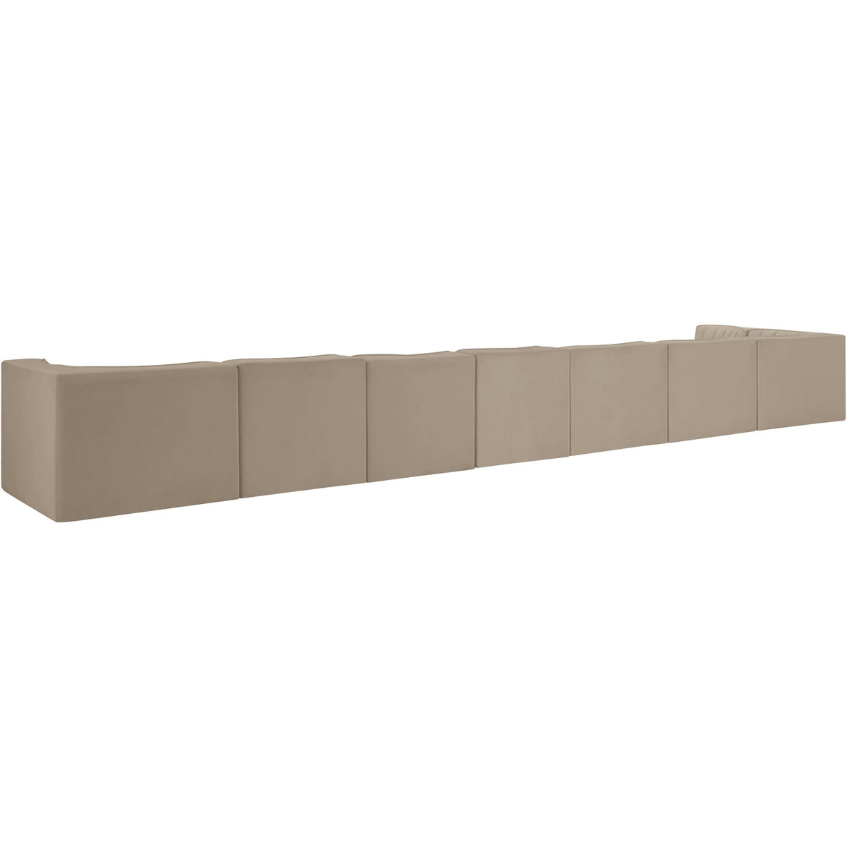 Rummi Beige Velvet Performance Fabric Upholstered 8 Piece Modular Sectional Sofa