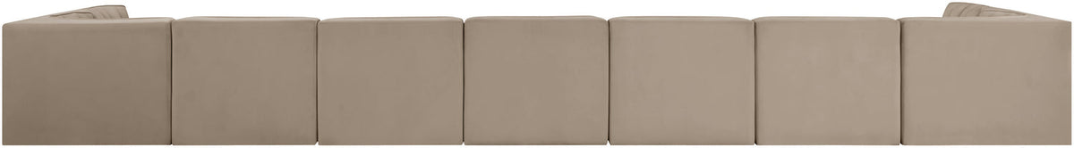 Rummi Beige Velvet Performance Fabric Upholstered 9 Piece Modular Sectional Sofa