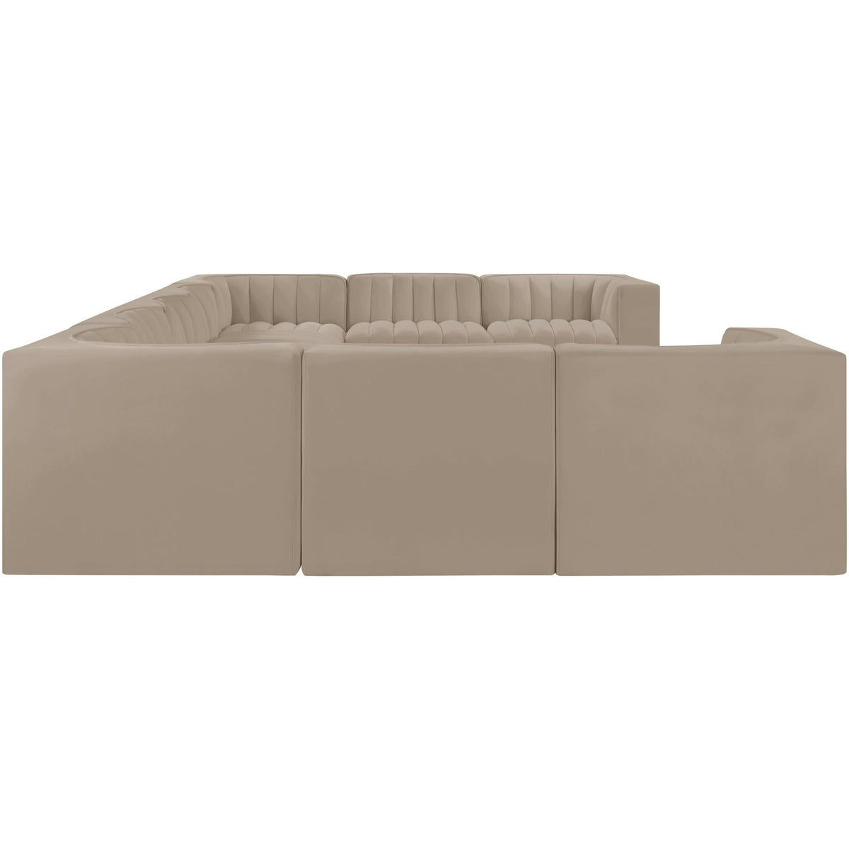Rummi Beige Velvet Performance Fabric Upholstered 9 Piece Modular Sectional Sofa
