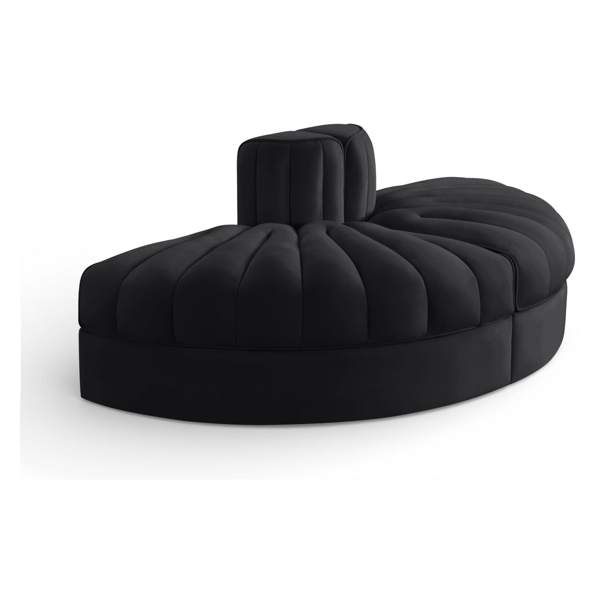 Rummi Black Velvet Performance Fabric Upholstered 2pc. Modular Sofa in black velvet, primary product view