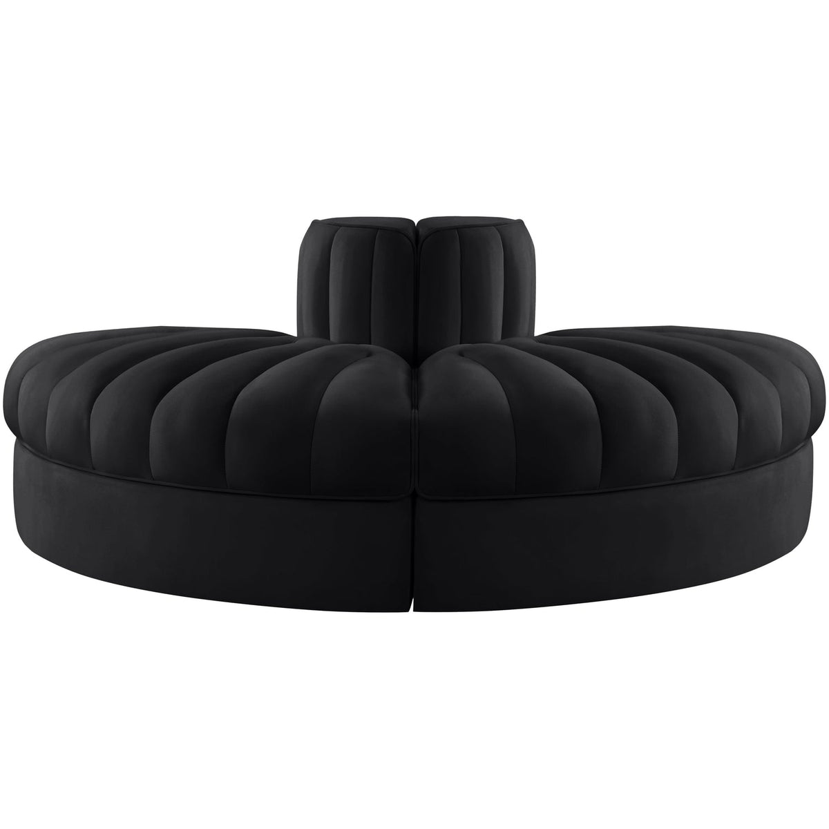 Rummi Black Velvet Performance Fabric Upholstered 2Piece. Modular Sofa