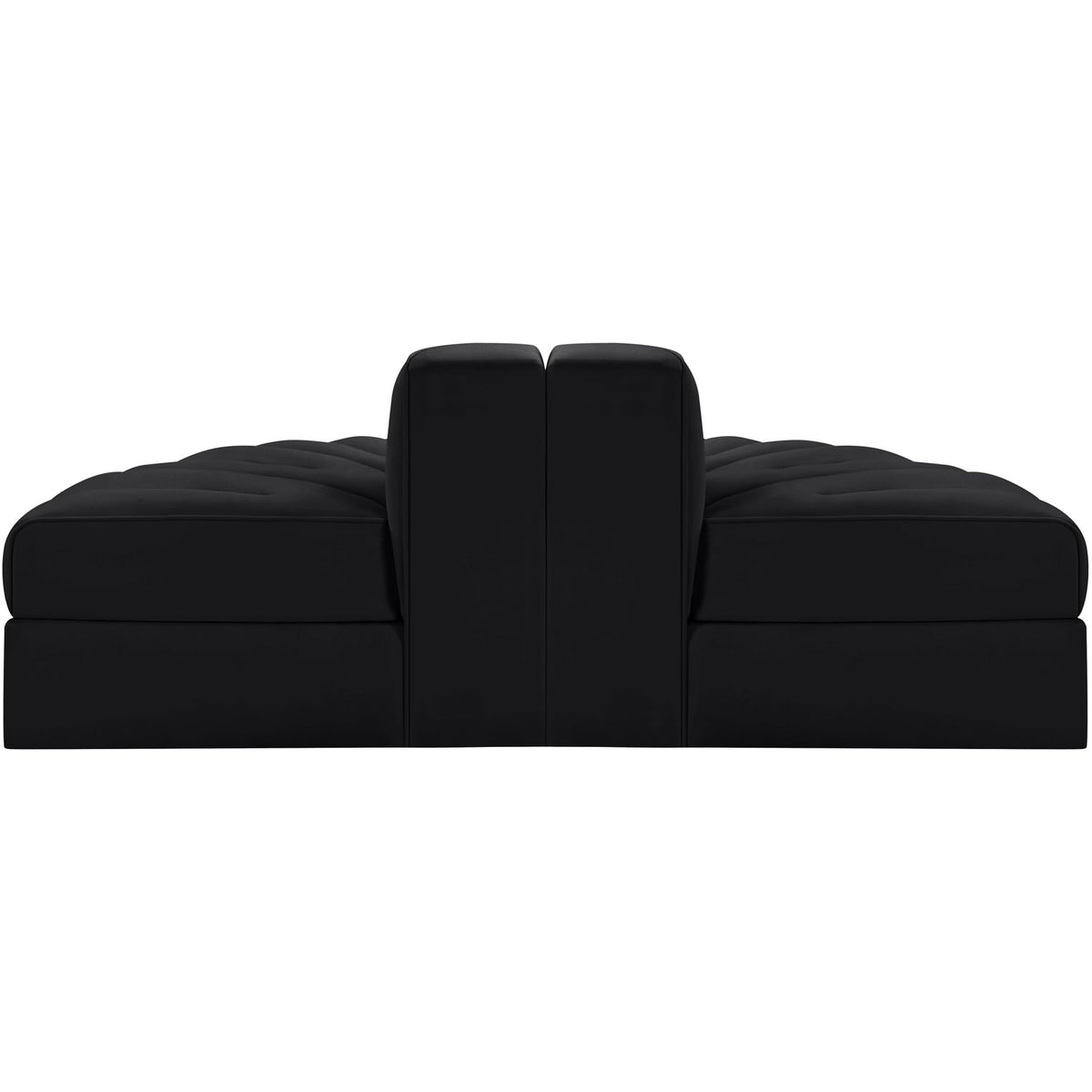 Rummi Black Velvet Performance Fabric Upholstered 2Piece. Modular Sofa