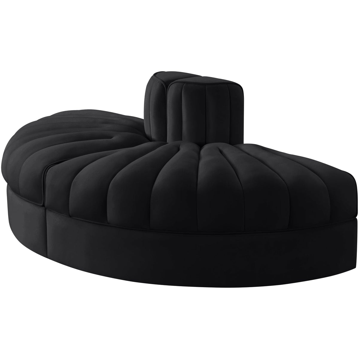 Rummi Black Velvet Performance Fabric Upholstered 2Piece. Modular Sofa