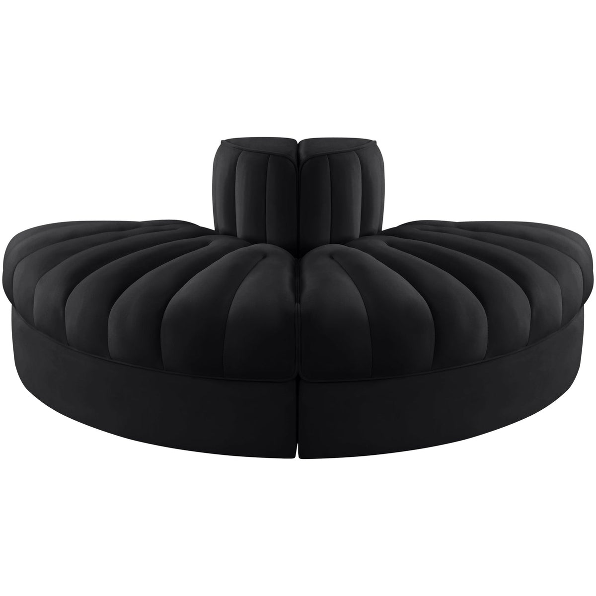 Rummi Black Velvet Performance Fabric Upholstered 2Piece. Modular Sofa