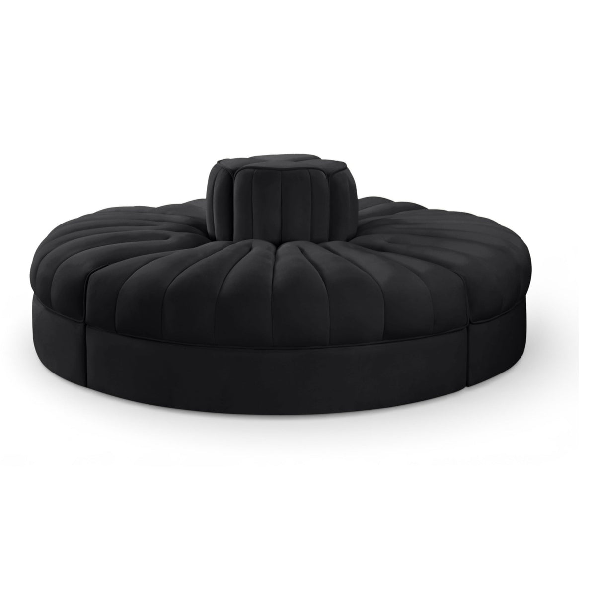 Rummi Black Velvet Performance Fabric Upholstered 4pc. Modular Sofa in black velvet, primary product view