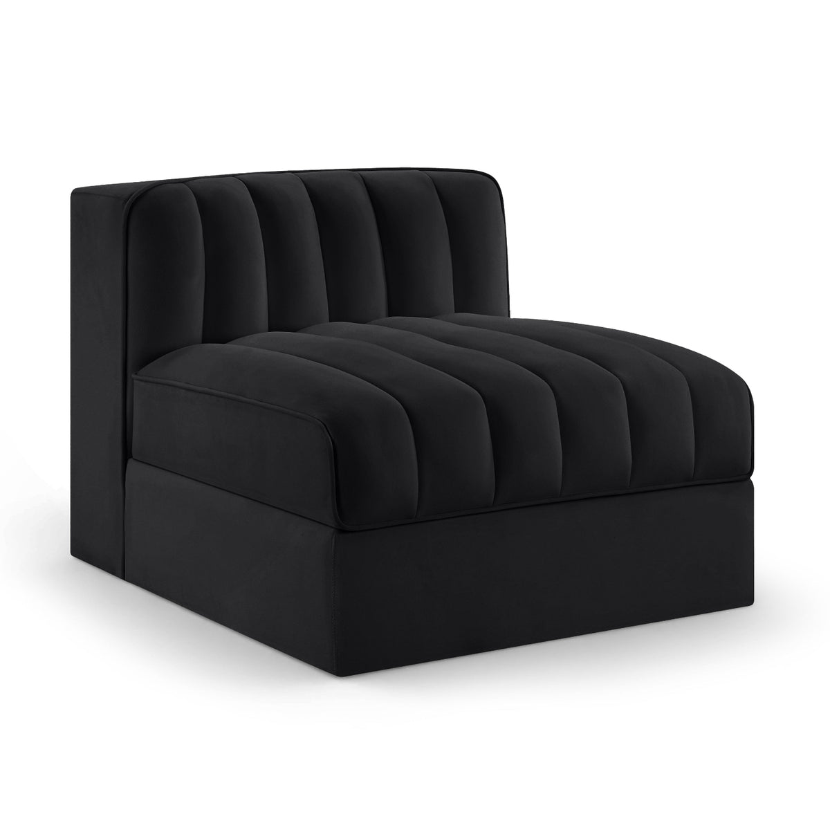 Rummi Black Velvet Performance Fabric Upholstered Modular Chair in black velvet, primary product view