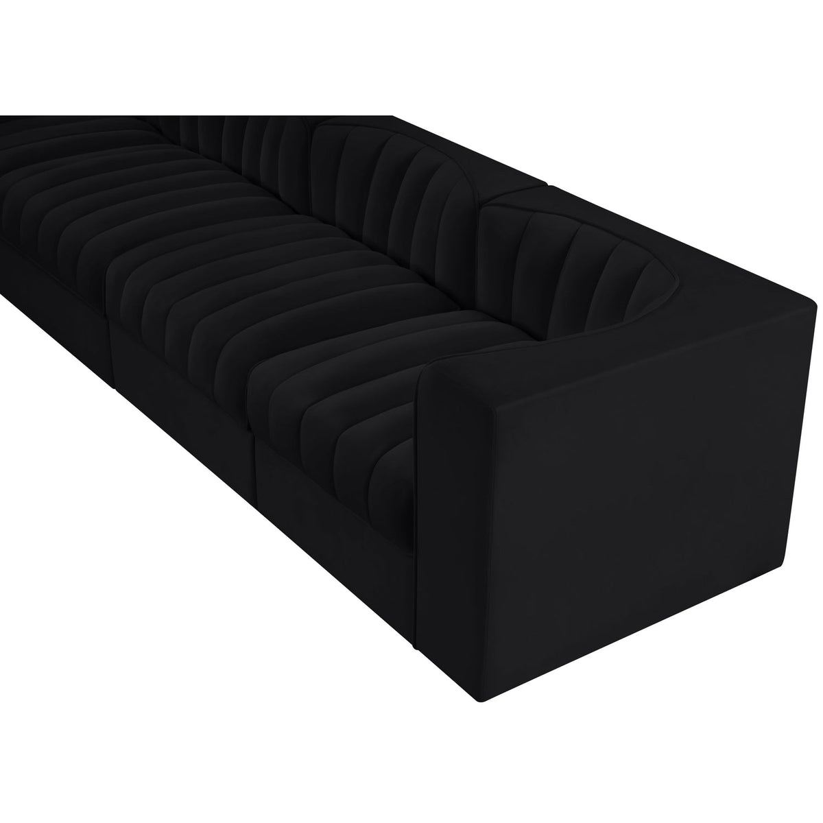 Rummi Black Velvet Performance Fabric Upholstered 4 Piece Modular Sofa