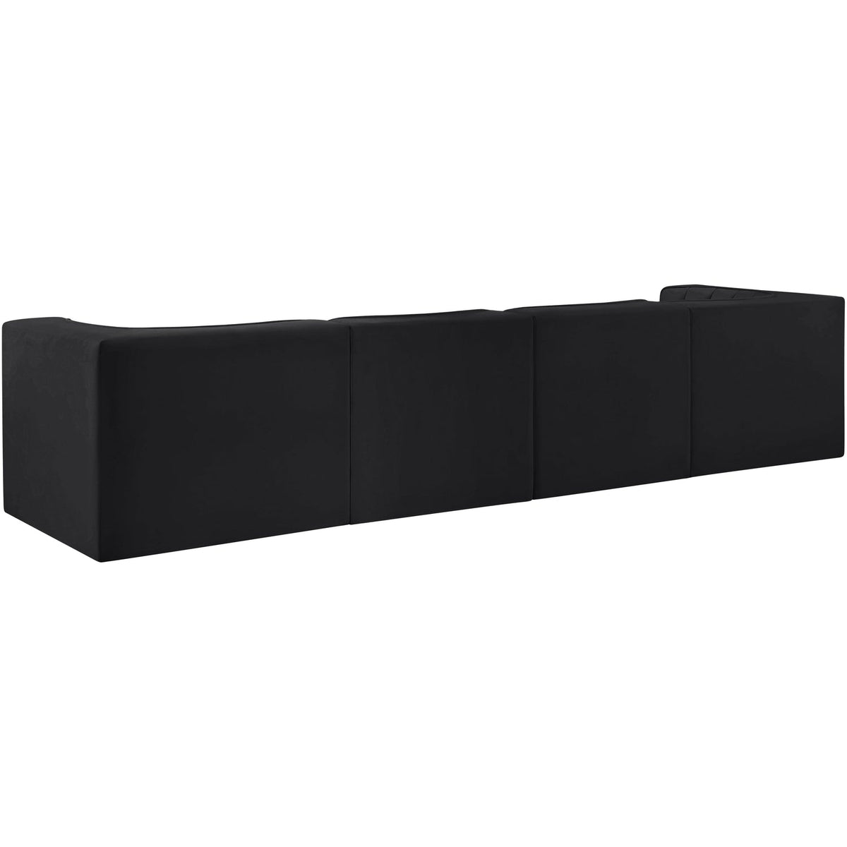 Rummi Black Velvet Performance Fabric Upholstered 4 Piece Modular Sofa