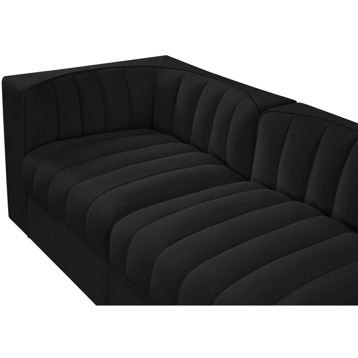 Rummi Black Velvet Performance Fabric Upholstered 5 Piece Modular Sofa