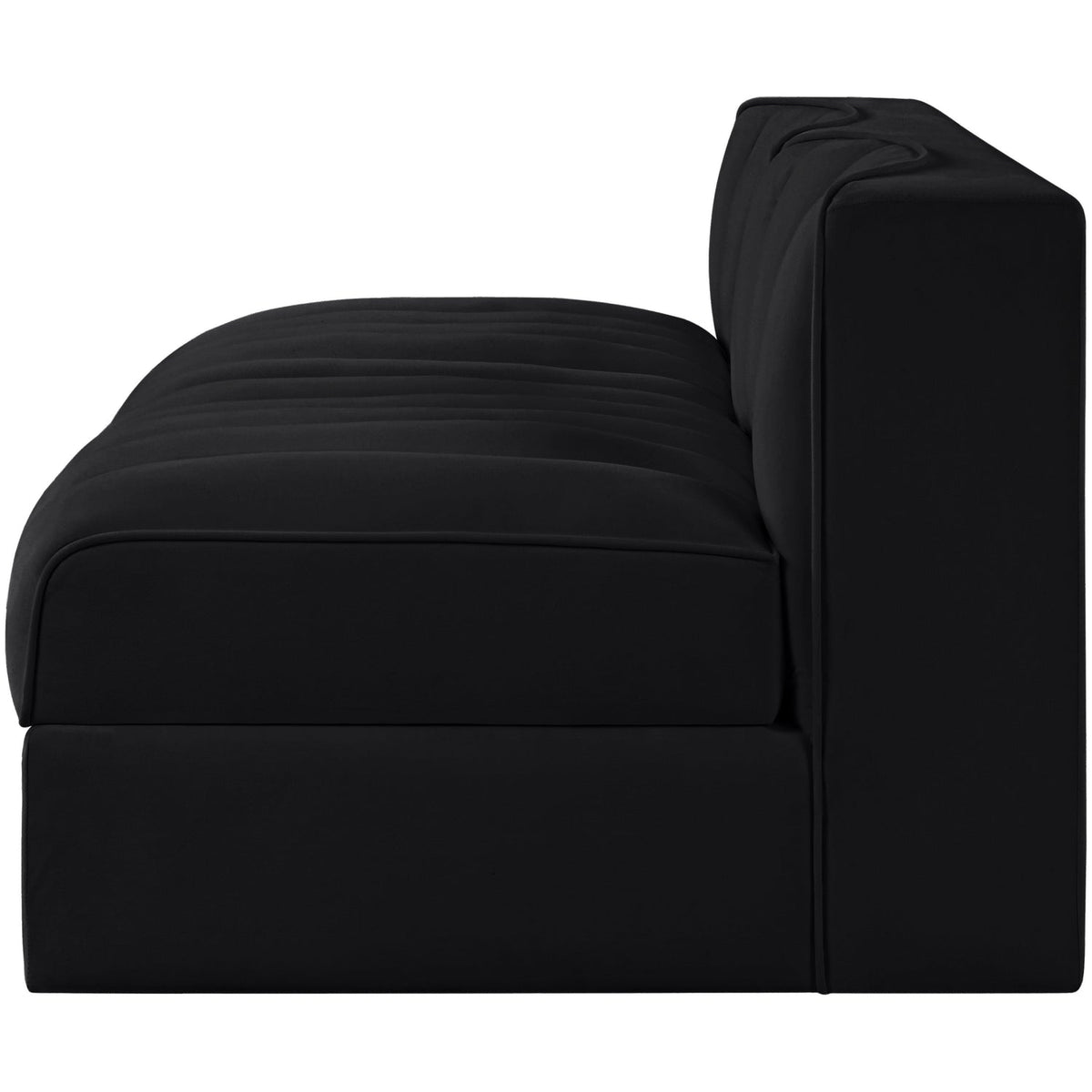 Rummi Black Velvet Performance Fabric Upholstered 2 Piece Modular Loveseat