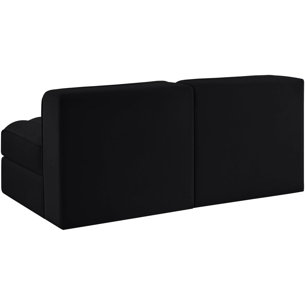 Rummi Black Velvet Performance Fabric Upholstered 2 Piece Modular Loveseat