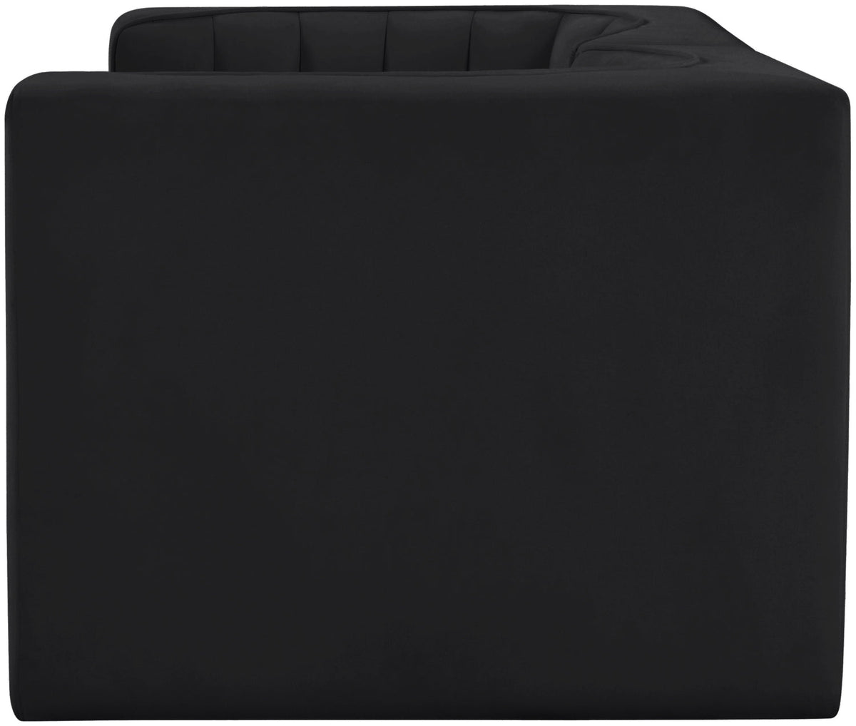 Rummi Black Velvet Performance Fabric Upholstered 2Piece. Modular Loveseat