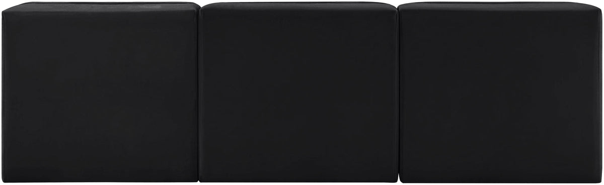 Rummi Black Velvet Performance Fabric Upholstered 3 Piece Modular Sofa