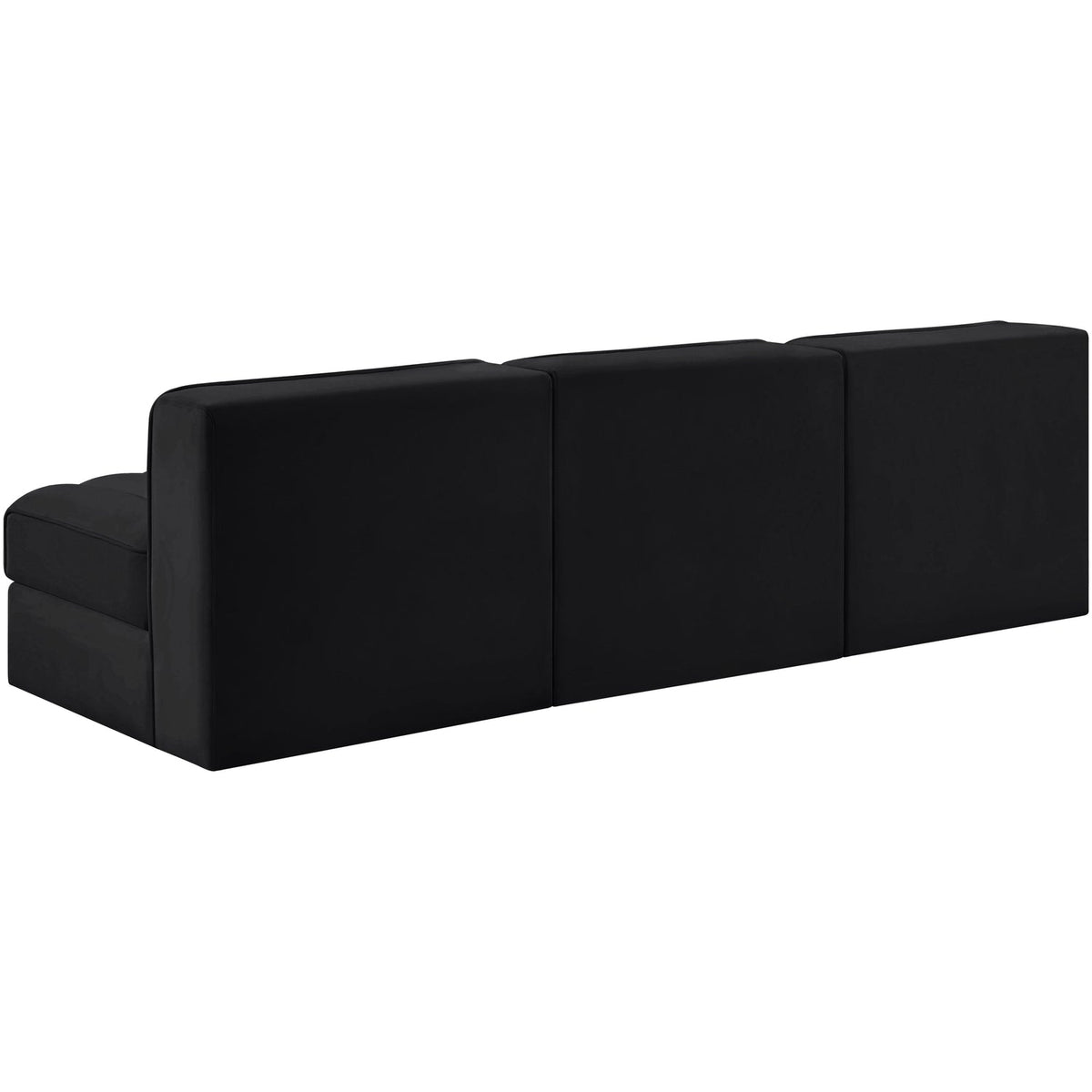 Rummi Black Velvet Performance Fabric Upholstered 3 Piece Modular Sofa