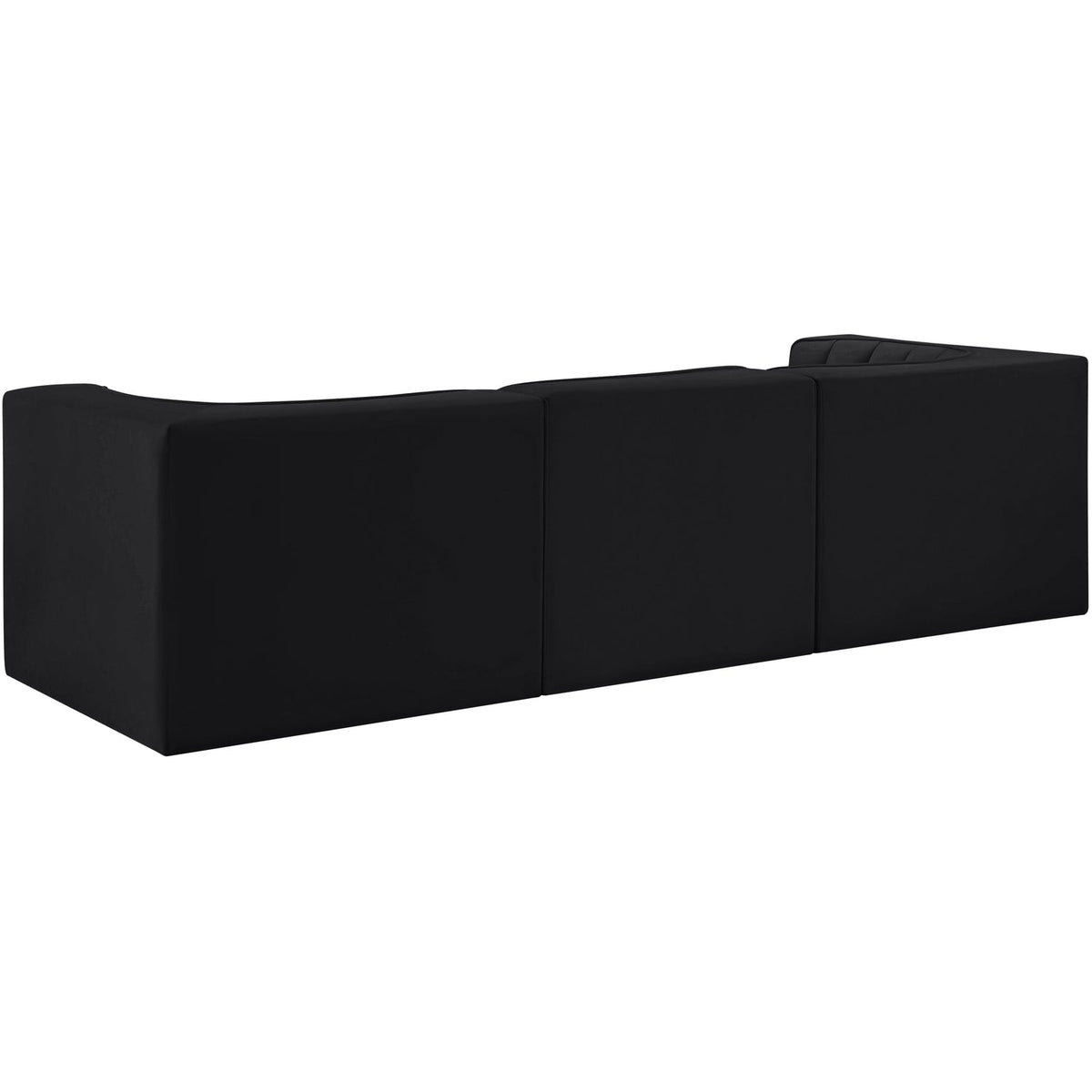 Rummi Black Velvet Performance Fabric Upholstered 3 Piece Modular Sofa