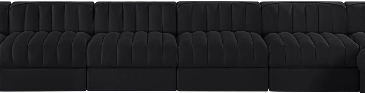 Rummi Black Velvet Performance Fabric Upholstered 10 Piece Modular Sectional Sofa