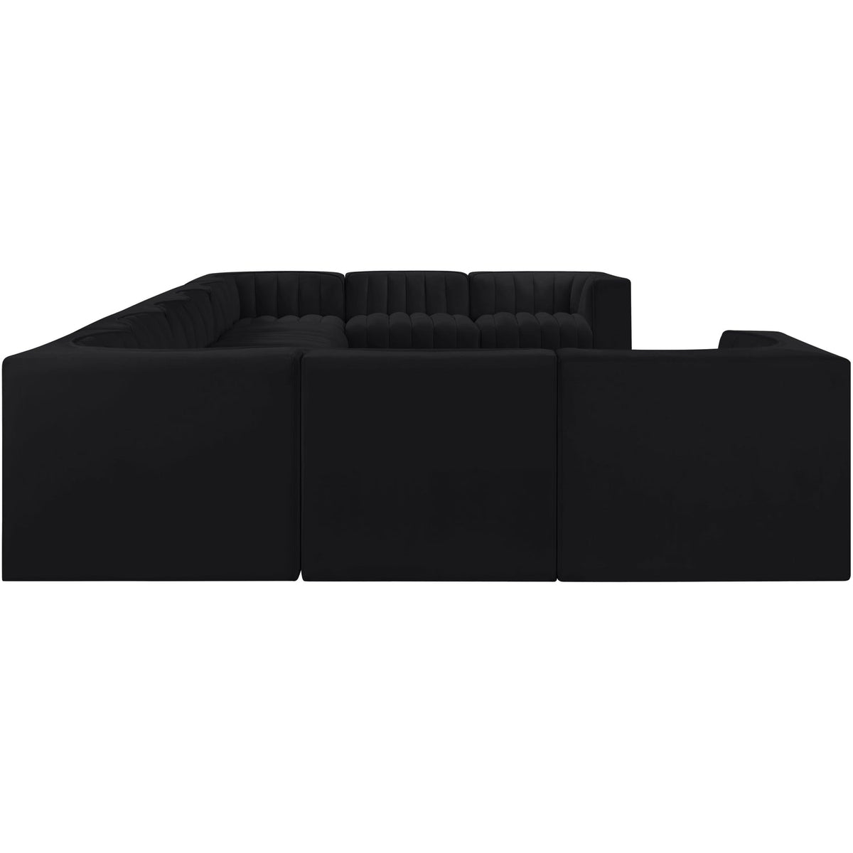 Rummi Black Velvet Performance Fabric Upholstered 10 Piece Modular Sectional Sofa
