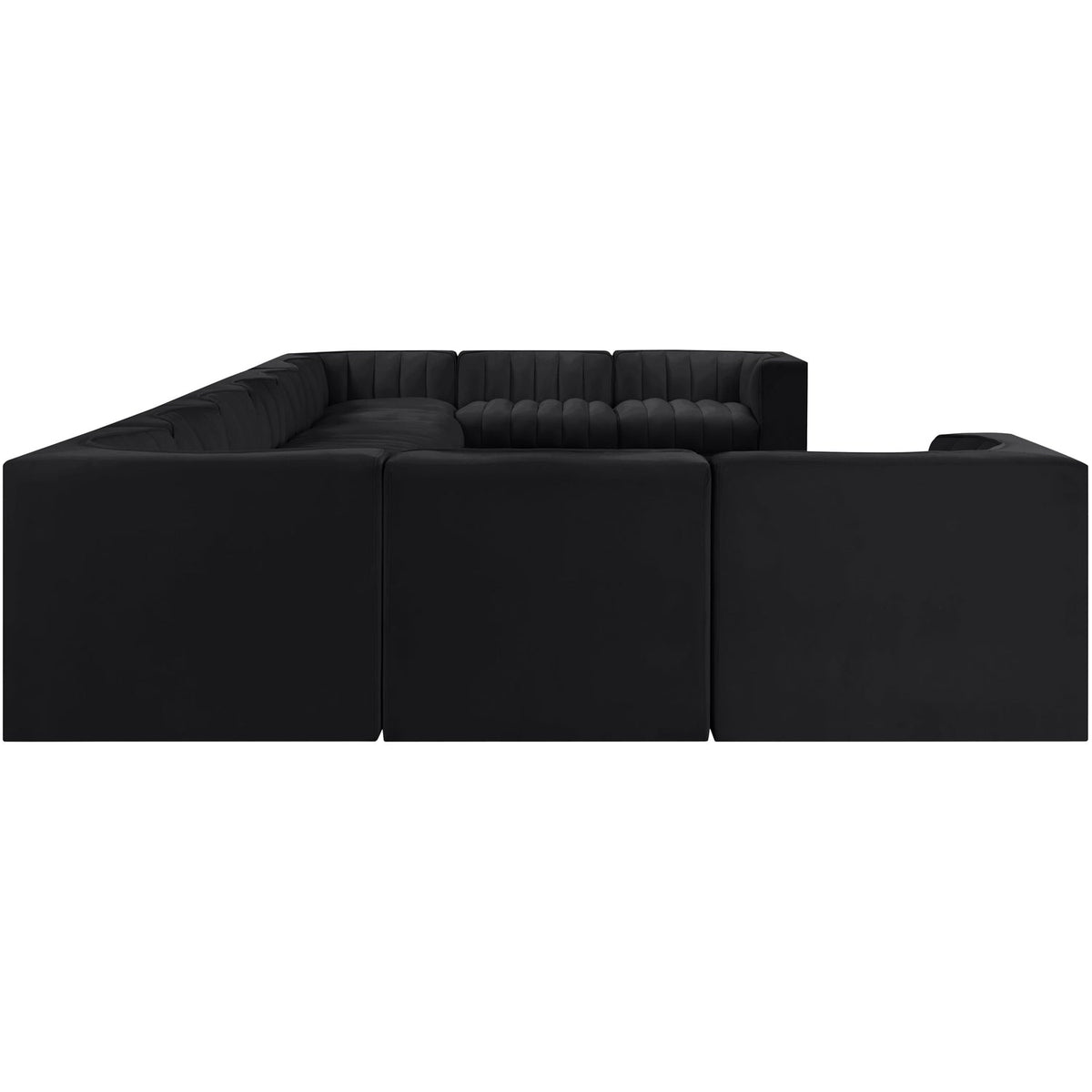 Rummi Black Velvet Performance Fabric Upholstered 11 Piece Modular Sectional Sofa