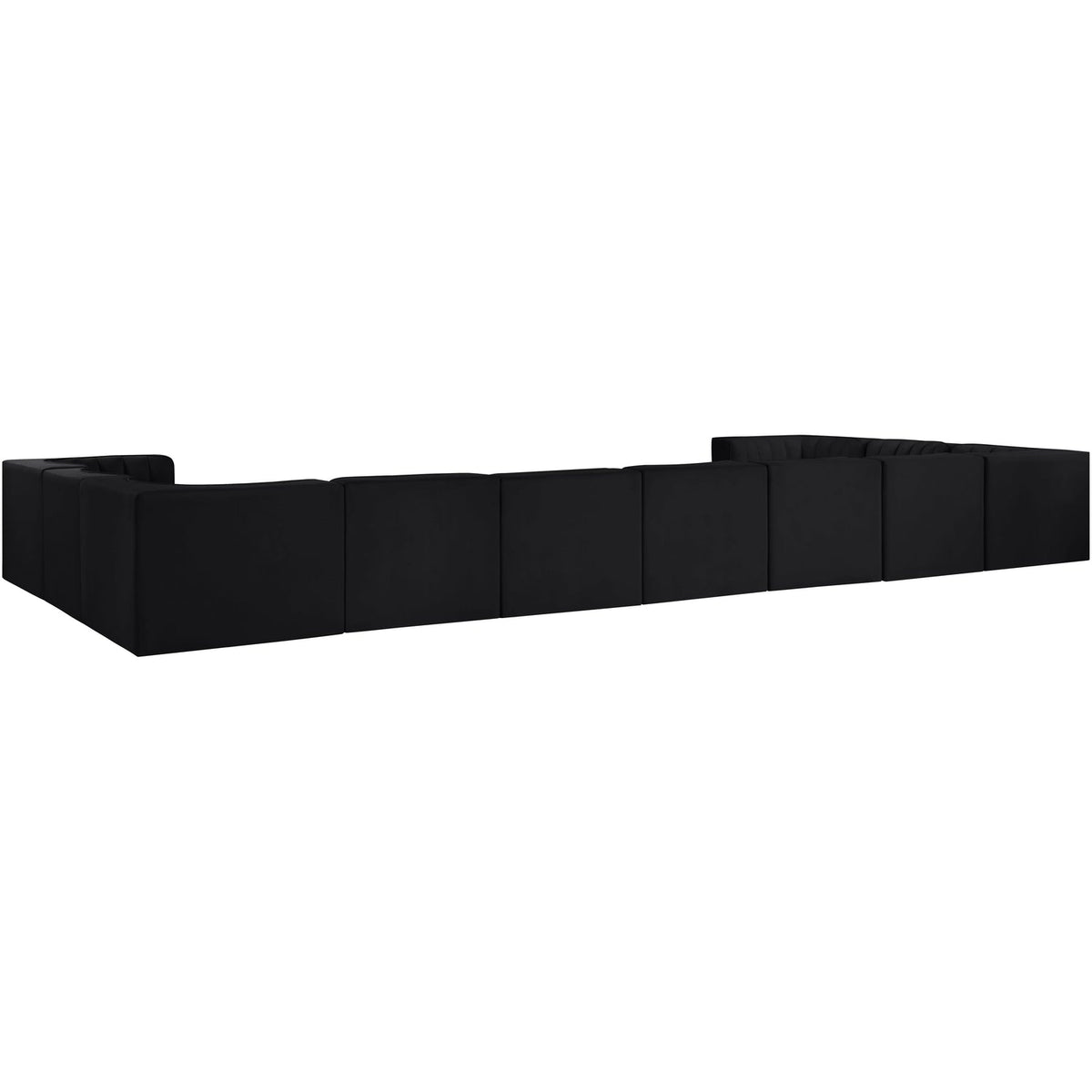 Rummi Black Velvet Performance Fabric Upholstered 11 Piece Modular Sectional Sofa