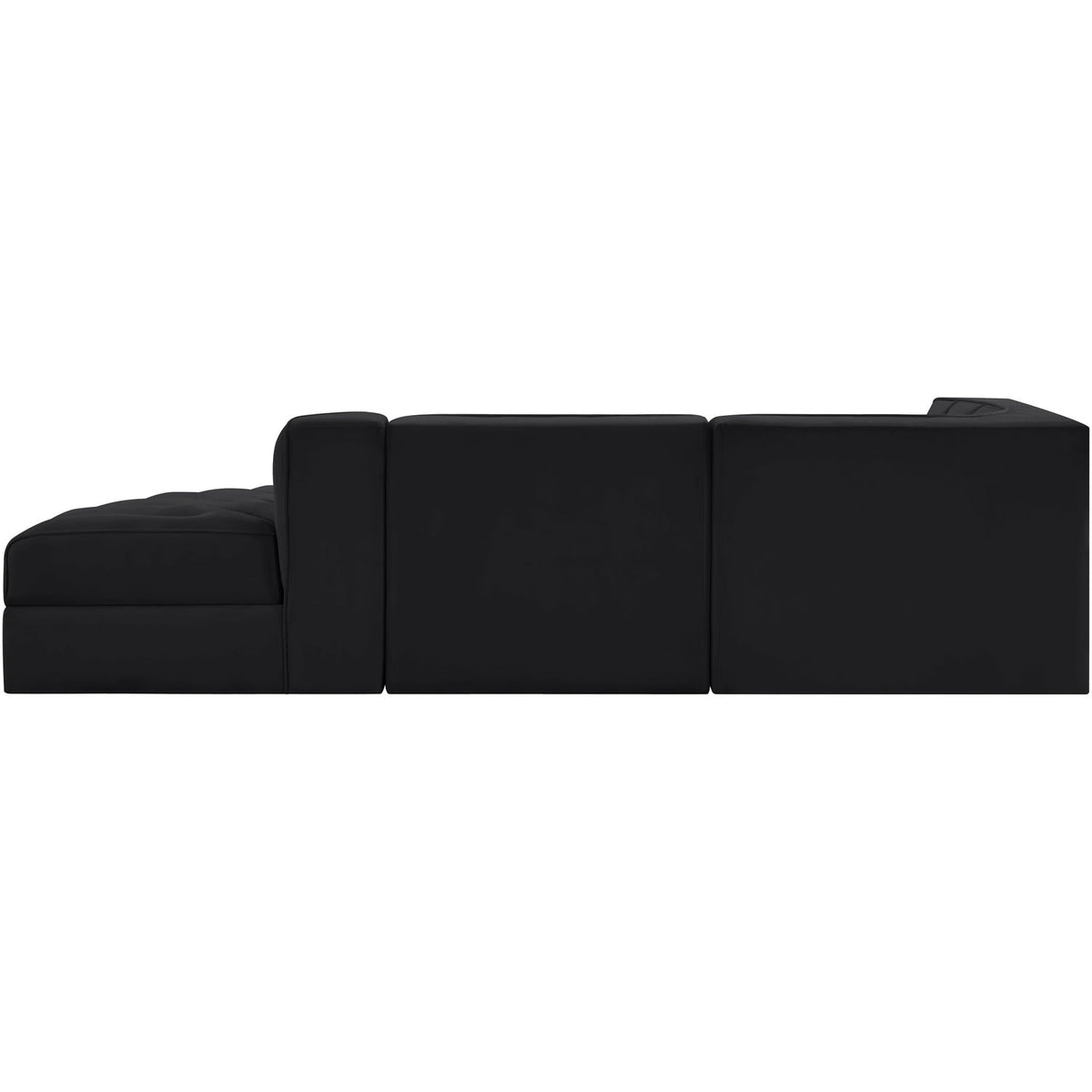 Rummi Black Velvet Performance Fabric Upholstered 3 Piece Modular Sectional Sofa