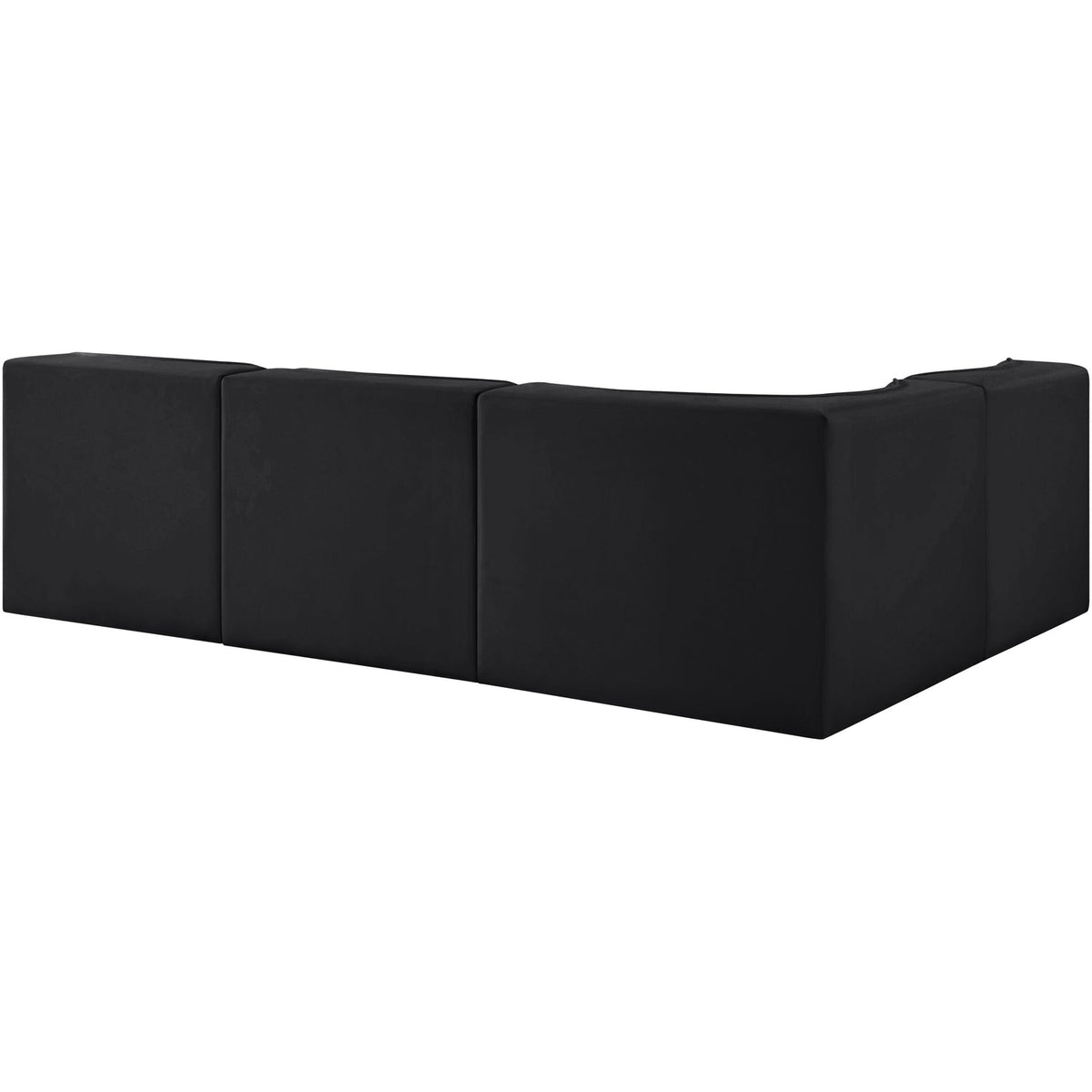 Rummi Black Velvet Performance Fabric Upholstered 4 Piece Modular Sectional Sofa