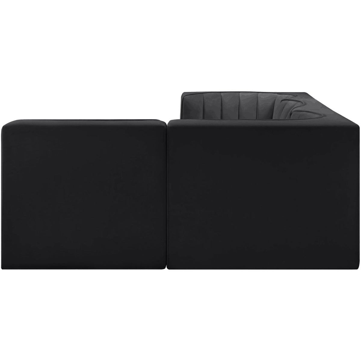 Rummi Black Velvet Performance Fabric Upholstered 4 Piece Modular Sectional Sofa