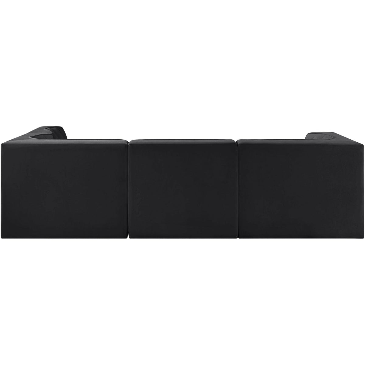 Rummi Black Velvet Performance Fabric Upholstered 4 Piece Modular Sectional Sofa