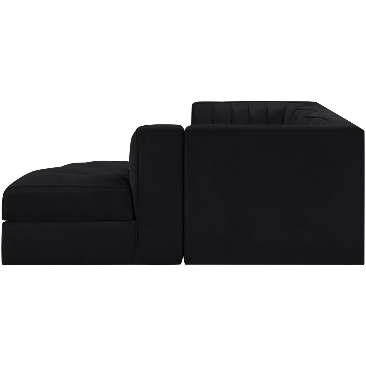Rummi Black Velvet Performance Fabric Upholstered 4 Piece Modular Sectional Sofa