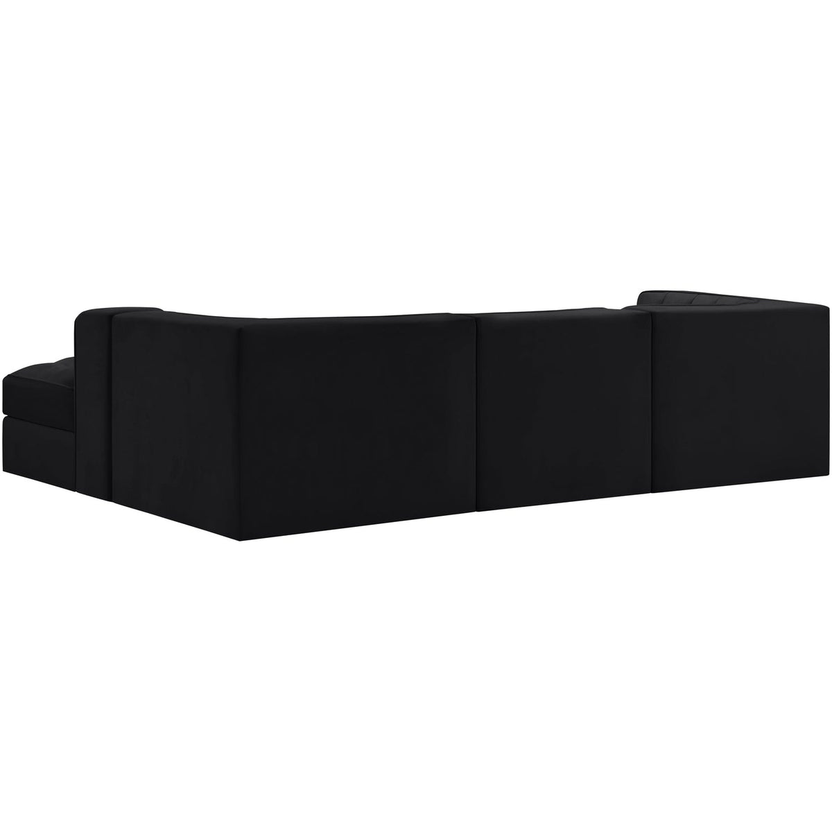 Rummi Black Velvet Performance Fabric Upholstered 4 Piece Modular Sectional Sofa