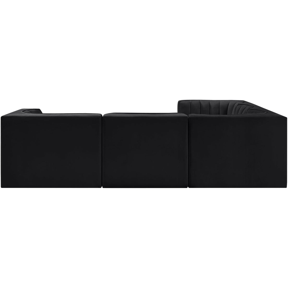 Rummi Black Velvet Performance Fabric Upholstered 5 Piece Modular Sectional Sofa