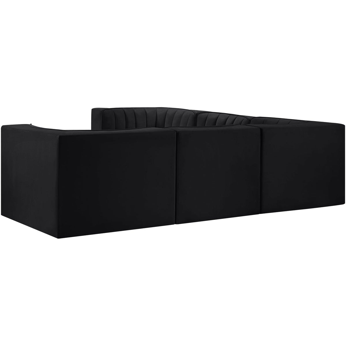 Rummi Black Velvet Performance Fabric Upholstered 5 Piece Modular Sectional Sofa