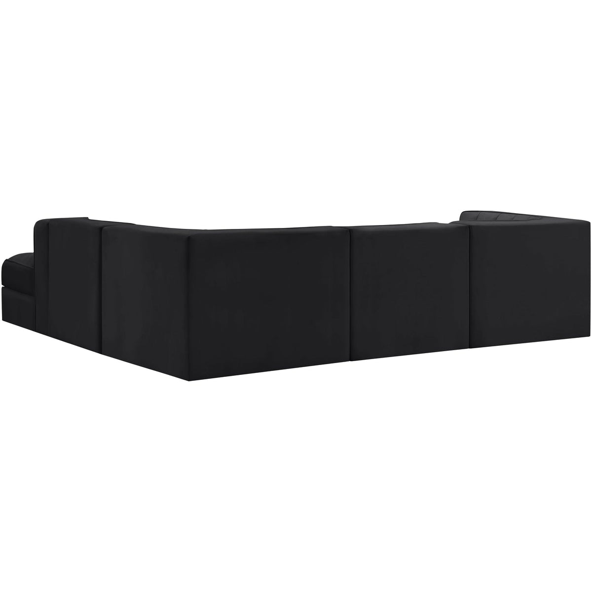Rummi Black Velvet Performance Fabric Upholstered 5 Piece Modular Sectional Sofa
