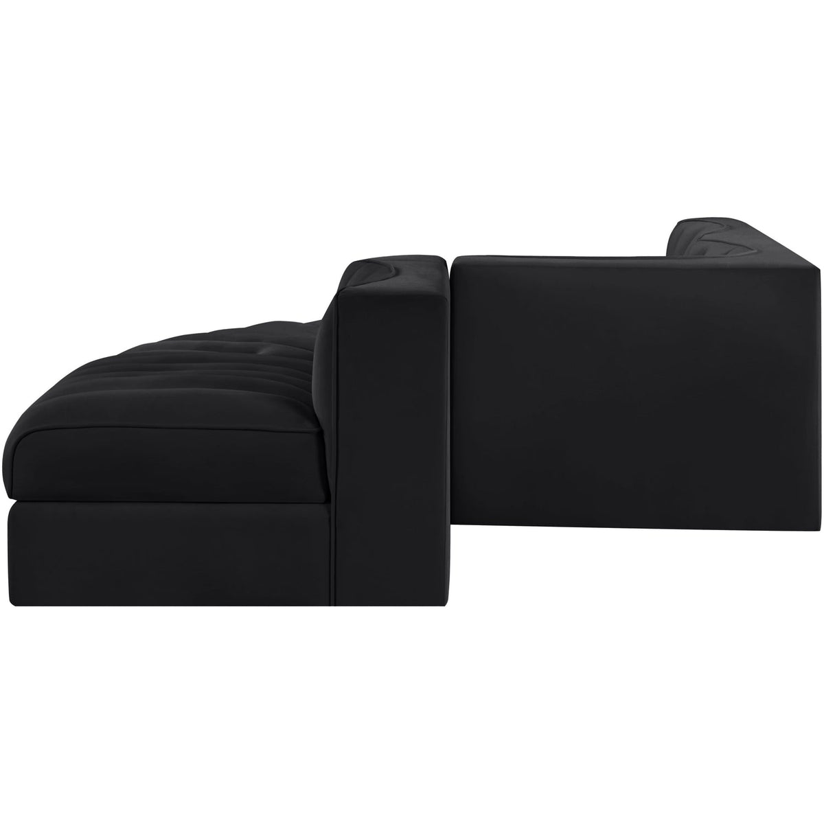 Rummi Black Velvet Performance Fabric Upholstered 5 Piece Modular Sectional Sofa