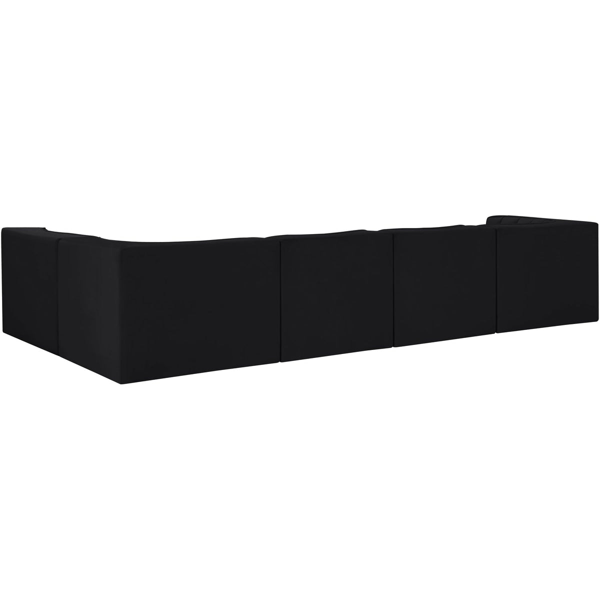 Rummi Black Velvet Performance Fabric Upholstered 5 Piece Modular Sectional Sofa
