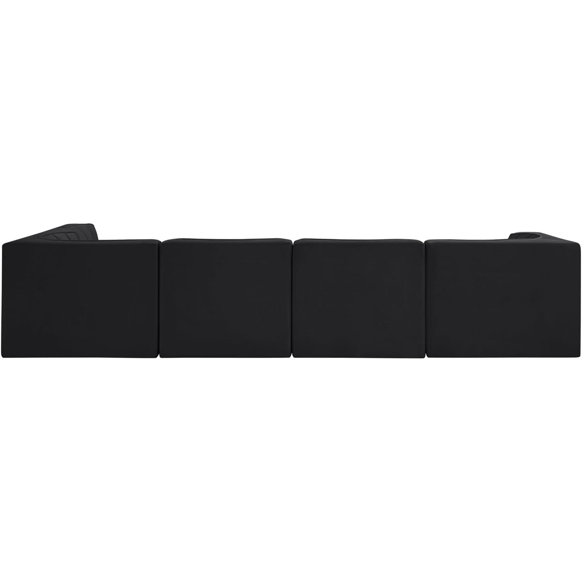 Rummi Black Velvet Performance Fabric Upholstered 5 Piece Modular Sectional Sofa
