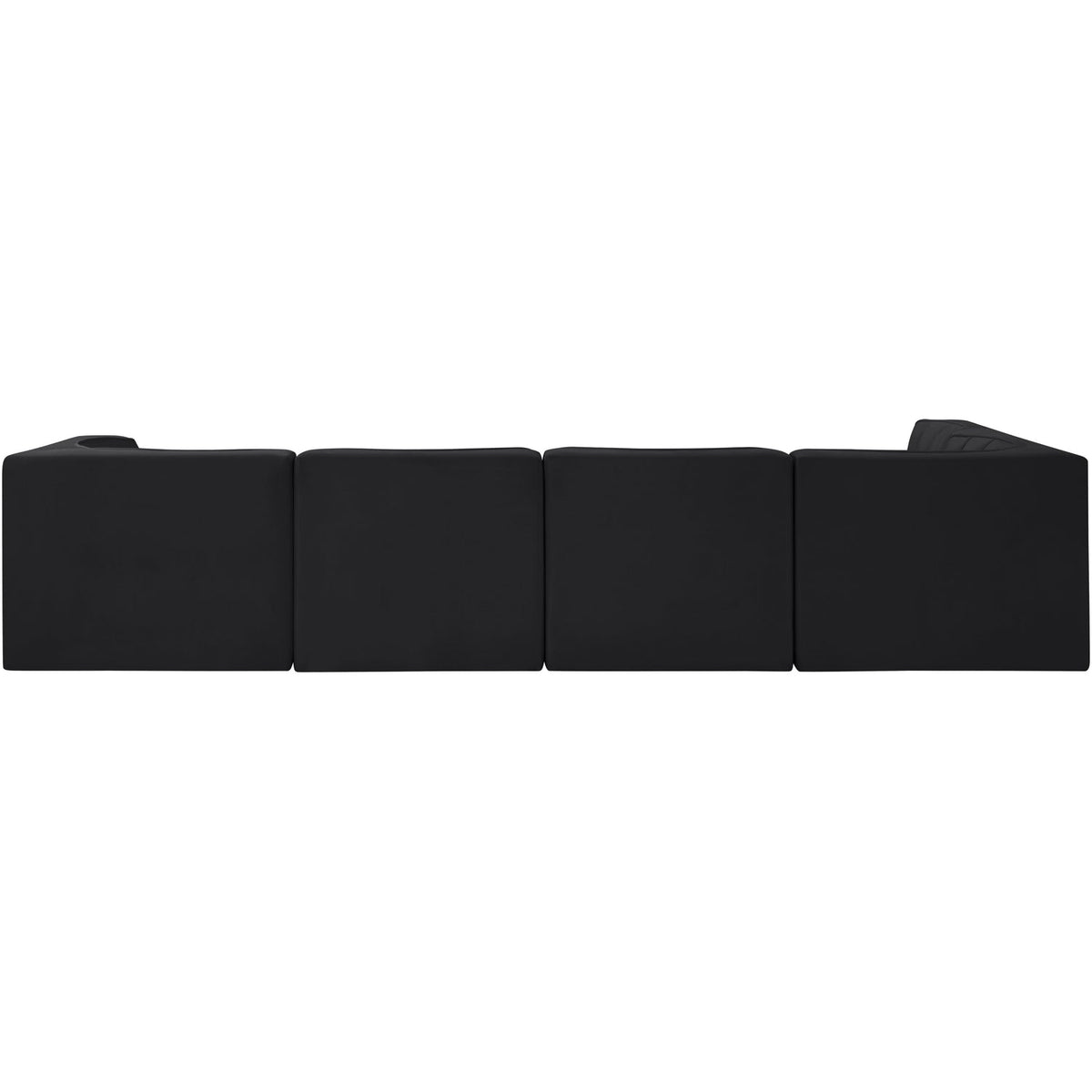 Rummi Black Velvet Performance Fabric Upholstered 5 Piece Modular Sectional Sofa