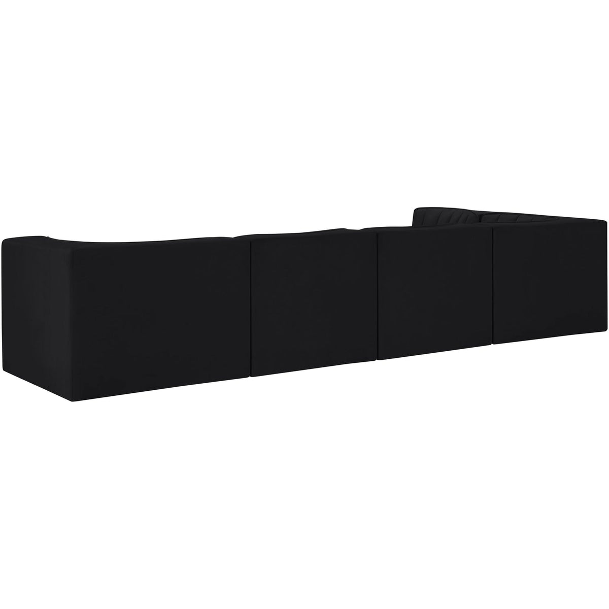 Rummi Black Velvet Performance Fabric Upholstered 5 Piece Modular Sectional Sofa
