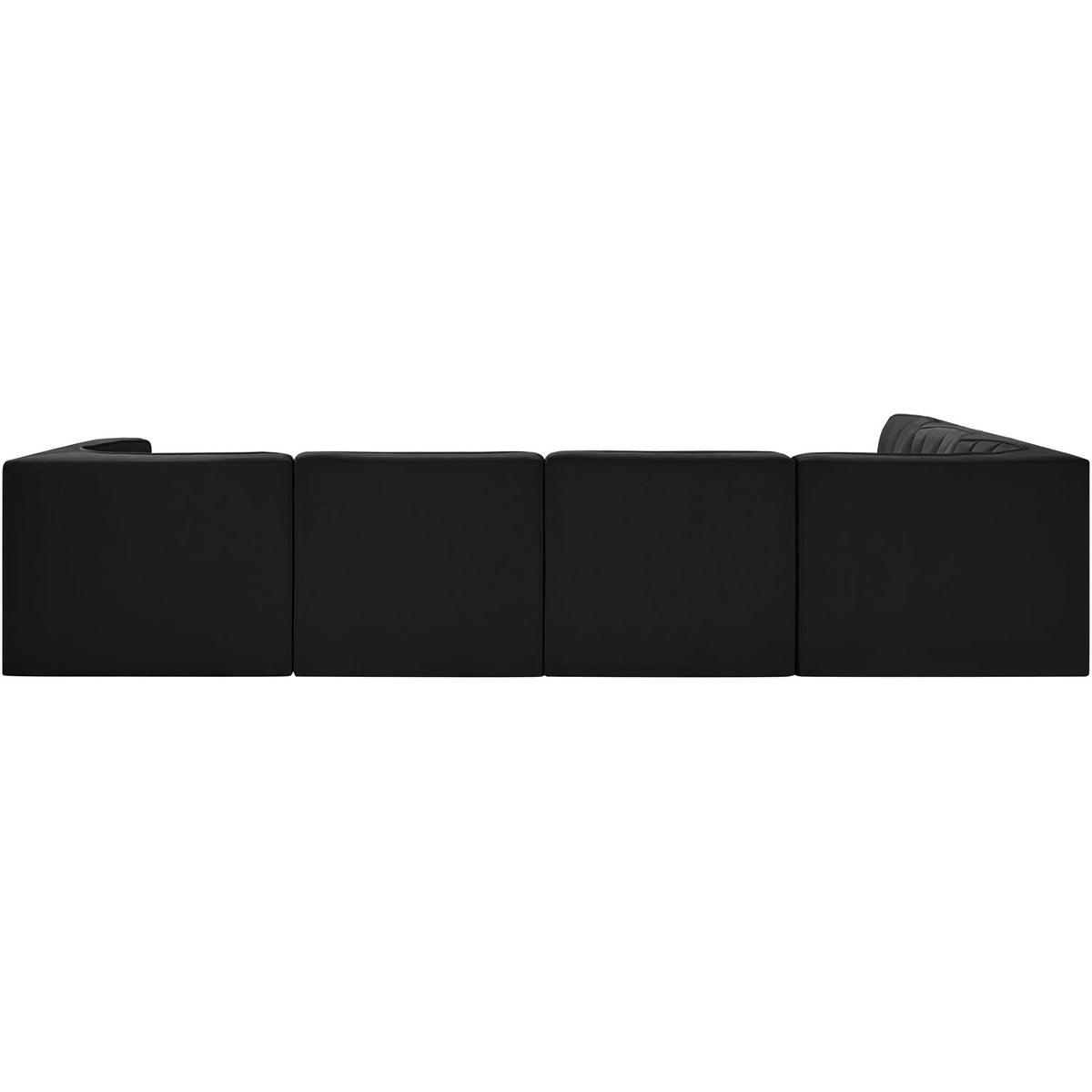 Rummi Black Velvet Performance Fabric Upholstered 6 Piece Modular Sectional Sofa