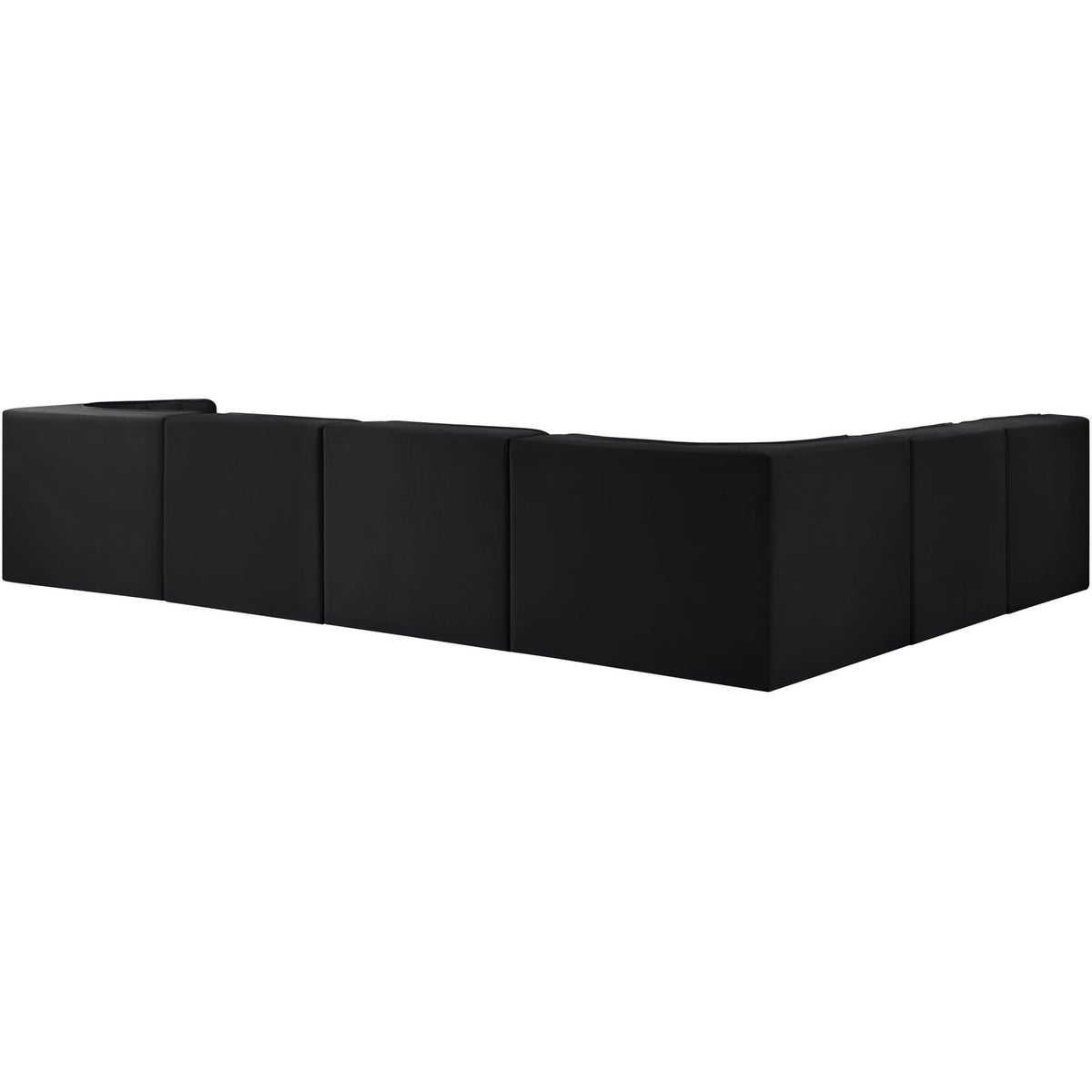 Rummi Black Velvet Performance Fabric Upholstered 6 Piece Modular Sectional Sofa