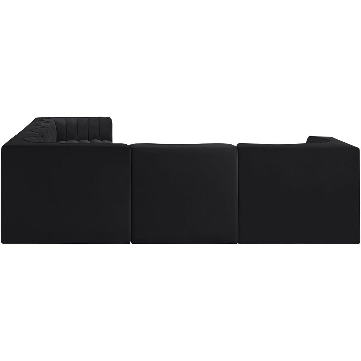 Rummi Black Velvet Performance Fabric Upholstered 6 Piece Modular Sectional Sofa