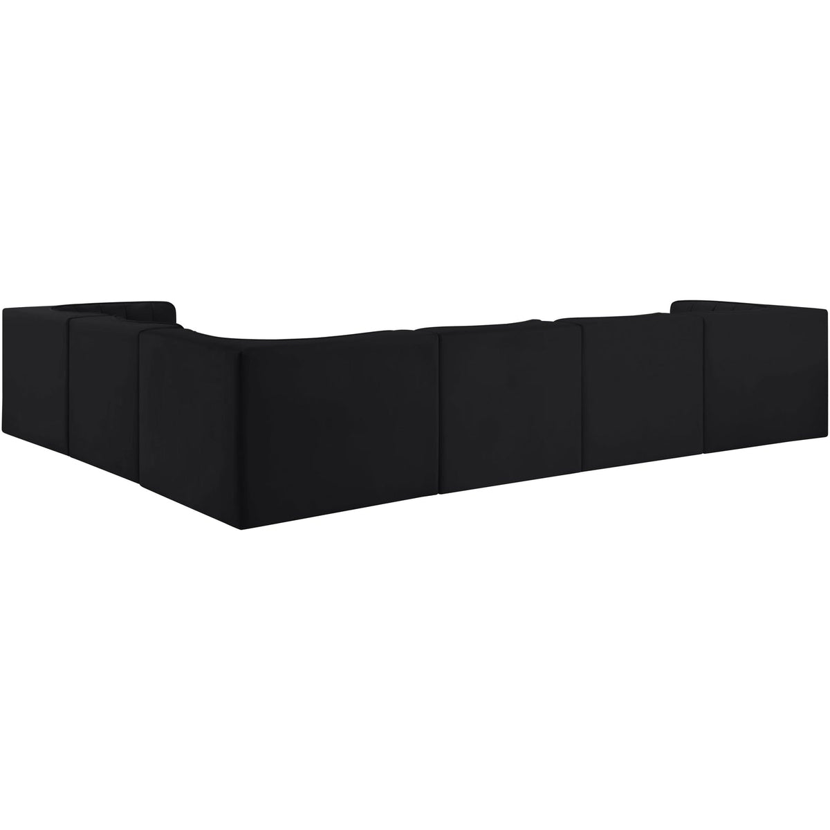 Rummi Black Velvet Performance Fabric Upholstered 6 Piece Modular Sectional Sofa
