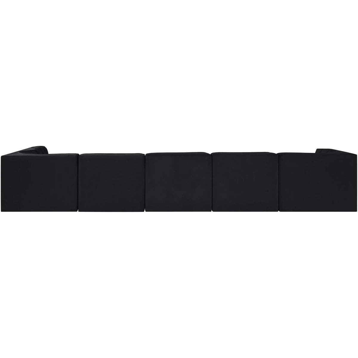Rummi Black Velvet Performance Fabric Upholstered 6 Piece Modular Sectional Sofa