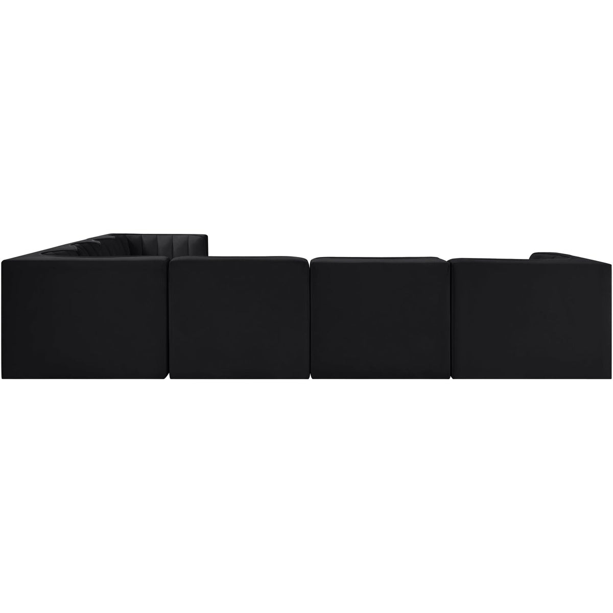 Rummi Black Velvet Performance Fabric Upholstered 7 Piece Modular Sectional Sofa