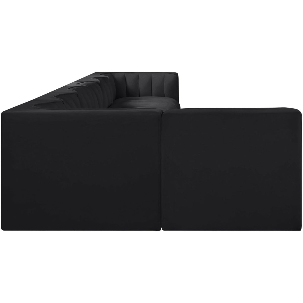 Rummi Black Velvet Performance Fabric Upholstered 7 Piece Modular Sectional Sofa