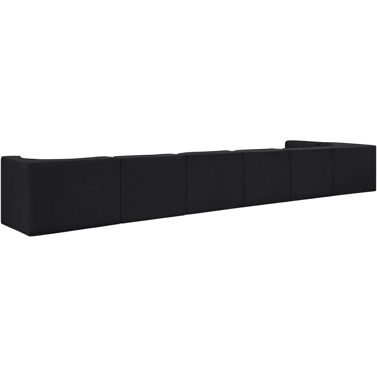 Rummi Black Velvet Performance Fabric Upholstered 7 Piece Modular Sectional Sofa