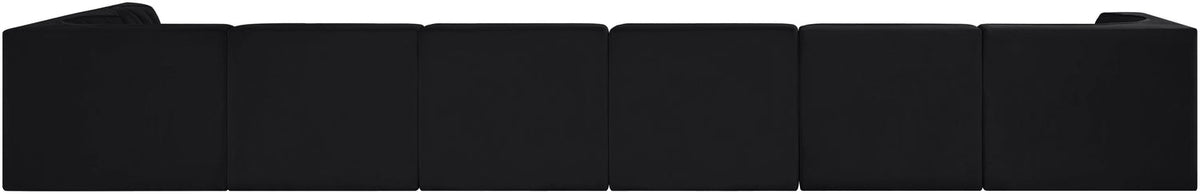 Rummi Black Velvet Performance Fabric Upholstered 7 Piece Modular Sectional Sofa