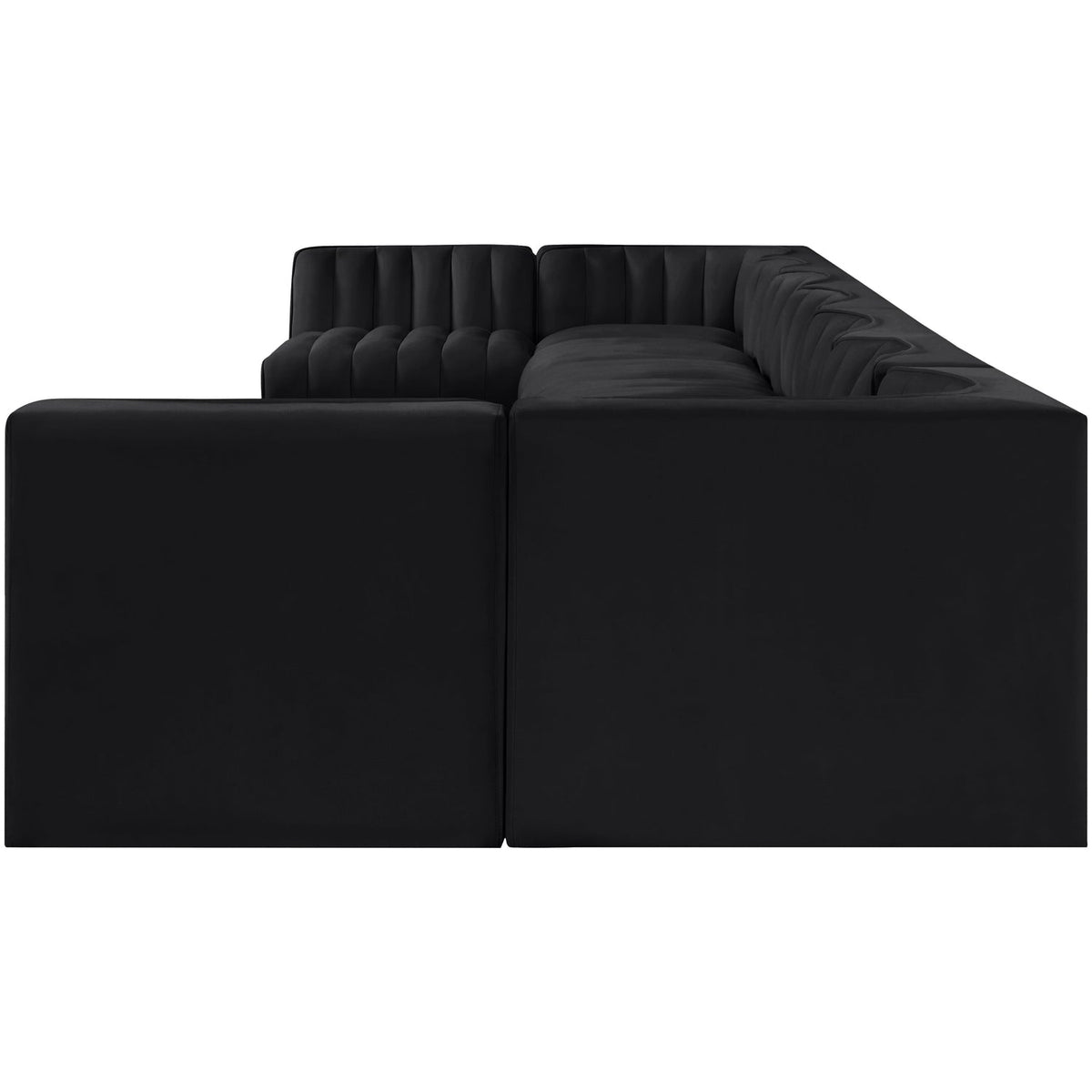 Rummi Black Velvet Performance Fabric Upholstered 9 Piece Modular Sectional Sofa