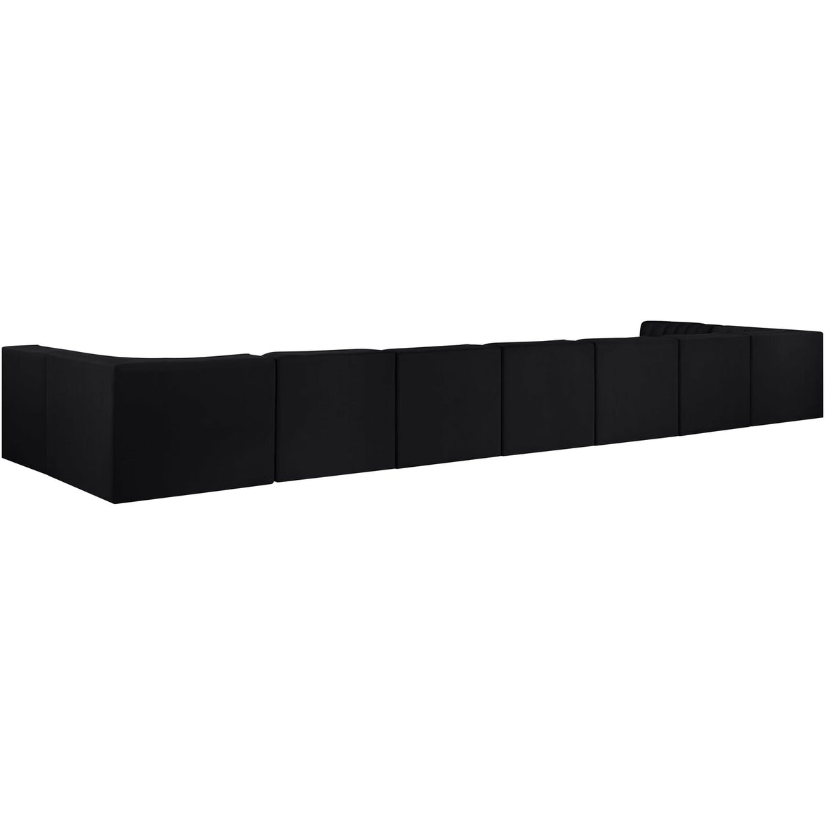 Rummi Black Velvet Performance Fabric Upholstered 9 Piece Modular Sectional Sofa