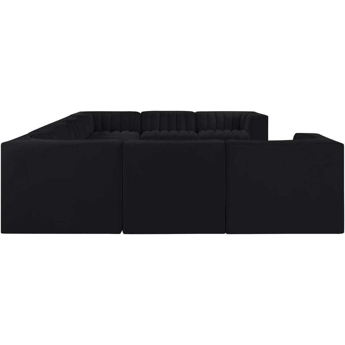 Rummi Black Velvet Performance Fabric Upholstered 9 Piece Modular Sectional Sofa